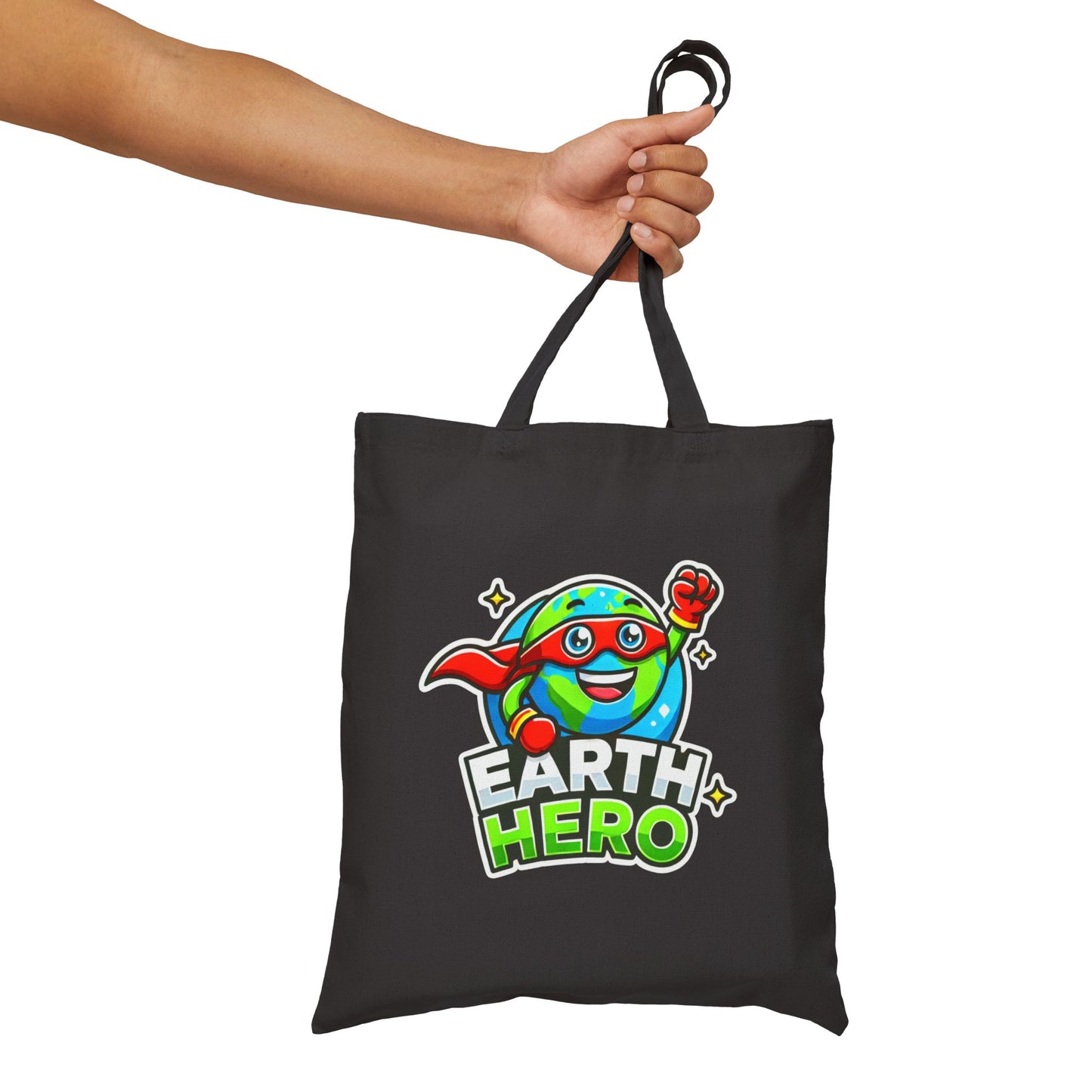 Earth Hero Cotton Canvas Tote Bag - Eco-Friendly Shopping Bag for Kids & Adults