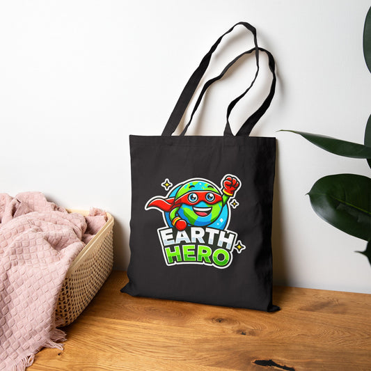 Earth Hero Cotton Canvas Tote Bag - Eco-Friendly Shopping Bag for Kids & Adults
